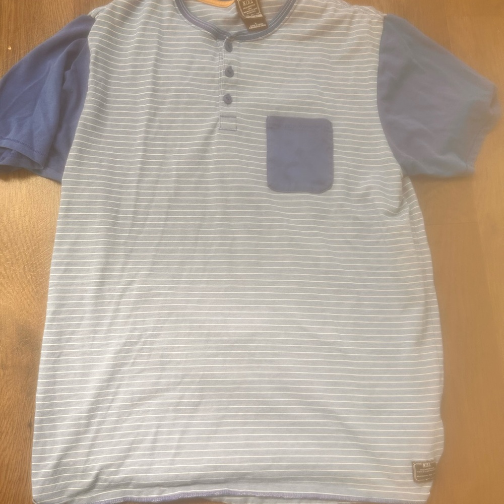 Nike Blue and Gray Striped Short Sleeve Tee